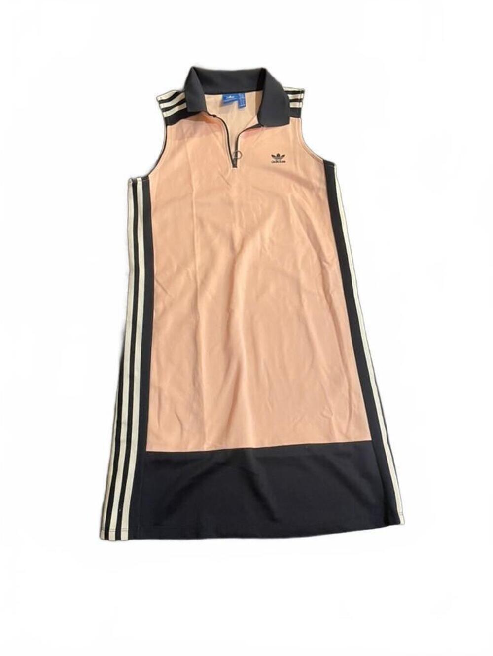 Adidas Sleeveless Polo Dress in Pink and Navy with Zip Collar M
